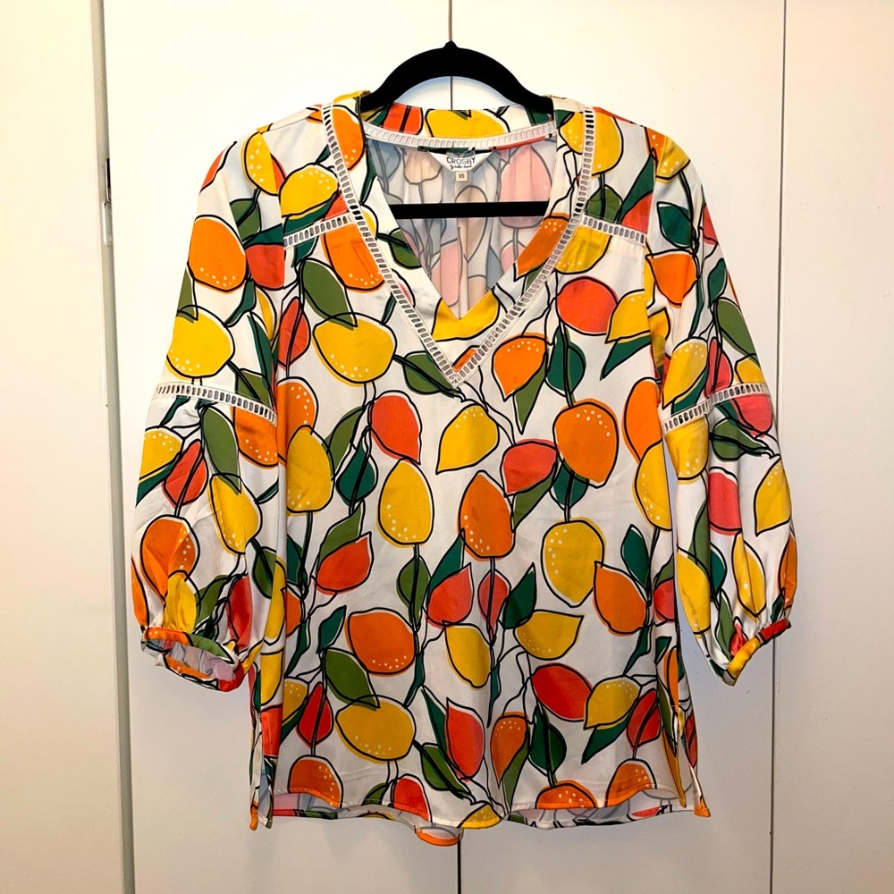 Crosby by Mollie Burch 3/4 sleeve V-neck top Sz XS
